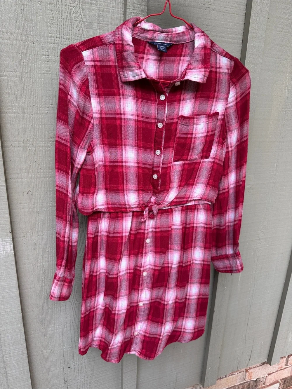 Tommy Hilfiger Red and White Plaid Shirt Dress